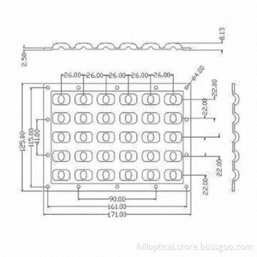 LED 30W Streetlight Pignut Lens in 171mm, with 90 x 126° Beam Angle